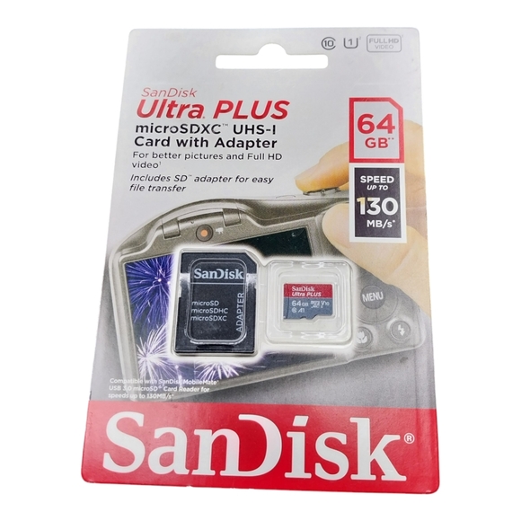 SanDisk Ultra PLUS 64GB SD USH-I Memory Card - Picture 2 of 3
